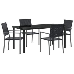 vidaXL Ensemble de salle à manger pour jardin 5 Pièces Noir Poly rotin