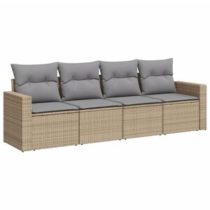 vidaXL Salon de jardin avec coussins 4 Pièces beige résine tressée