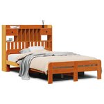 vidaXL Lit bibliothèque sans matelas cire marron 135x190 cm pin massif