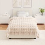 vidaXL Couverture en Fourrure de Lapin Synthétique Beige 130 x 150 cm
