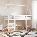 vidaXL Lit superposé avec échelle et toit sans matelas blanc 90x200 cm