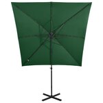 vidaXL Parasol de jardin en porte-à-faux et mât et lumières LED vert