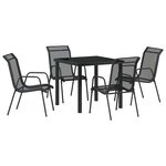 vidaXL Ensemble de salle à manger pour jardin 5 Pièces Noir