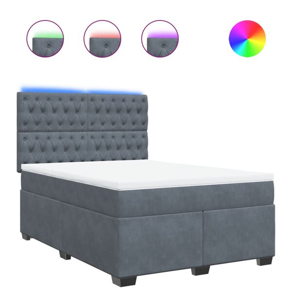 vidaXL Sommier à lattes de lit et matelas Gris foncé 140x190cm Velours