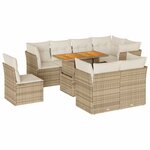 vidaXL Salon de jardin avec coussins 9 Pièces beige résine tressée