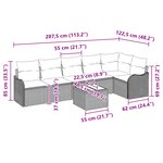 Ensemble de Canapé de Jardin 6 Pièces avec Coussins Gris Poly Rattan