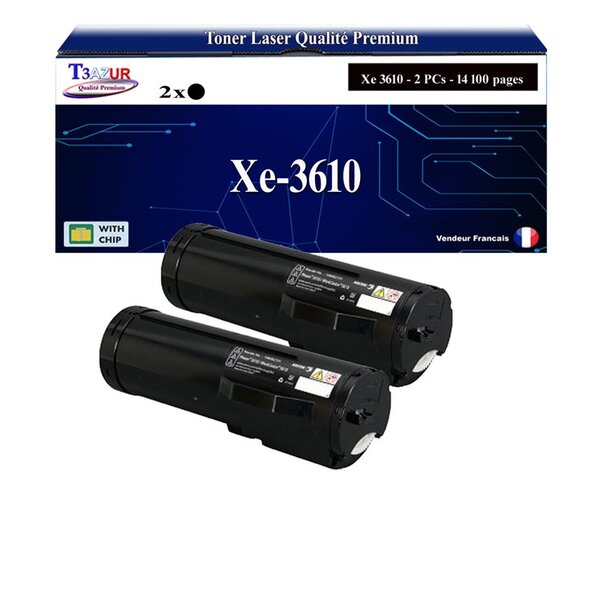 T3AZUR -2x Toners compatibles avec Xerox Phaser 3610  3610Vdn / WorkCentre 3615  3615Vdn (106R02722/ 106R02731/ 106R02720) - Noir
