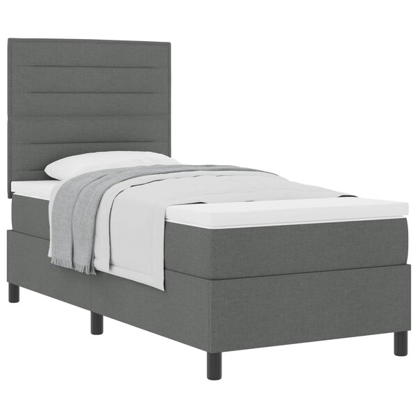 vidaXL Lit à ressorts avec matelas Gris foncé 90 x 190 cm tissu
