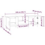 vidaXL Meuble TV Gris béton 150x30x50 cm Bois d'ingénierie