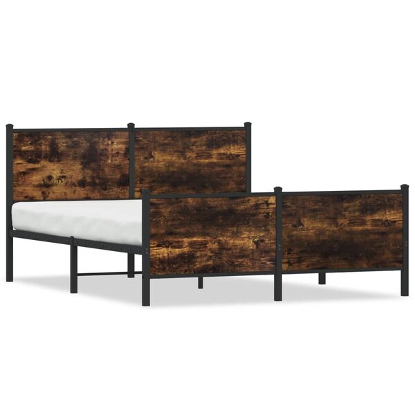 vidaXL Cadre de lit en métal sans matelas chêne fumé 137x190 cm