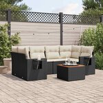 vidaXL Salon de jardin 7 Pièces avec coussins noir résine tressée