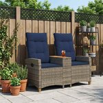 vidaXL Banc inclinable avec table 2 -Seater 126 x 65 x 112 cm