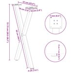 vidaXL Pieds de table à manger en forme de X 2 pièces blanc 57 x (72-73) cm acier