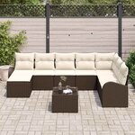 vidaXL Ensemble de canapé de jardin 9 Pièces Marron Poly rotin