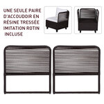 Lot de 2 accoudoirs Salon de Jardin dim. 63L x 60l cm (épaisseur : 2 5 cm) résine tressée Chocolat