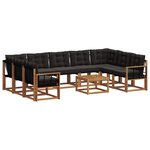 vidaXL Ensemble de canapés d'extérieur 10 Pièces Naturel et Noir