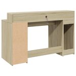 Bureau table poste de travail meuble d'ordinateur informatique étude avec lumières LED chêne sonoma bois d'ingénierie brun 02_0023426