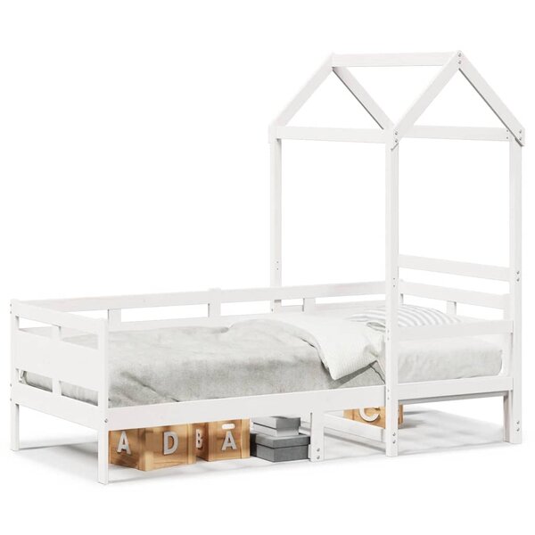 vidaXL Lit de jour avec toit sans matelas blanc 90x190 cm bois massif