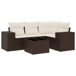 vidaXL Salon de jardin avec coussins 5 Pièces marron résine tressée