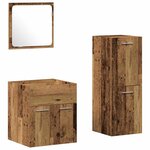 vidaXL Set de Meubles pour Salle de Bain avec porte 3 Pièces Bois Ancien