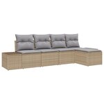 vidaXL Set de canapé de jardin 5 pièces avec coussins en polyrotin beige