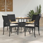 vidaXL Chaises de jardin avec coussin 4 Pièces Noir et blanc crème