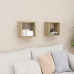 vidaXL Étagères cube murales 2 Pièces Chêne sonoma 26x15x26 cm