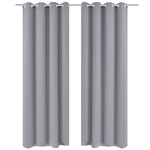 2 Pièces Rideau Blackout Occultant Gris avec Œillets en métal 135x245cm