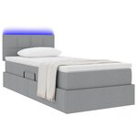 vidaXL Lit avec rangement et LED avec LED Gris clair 90 x 190 cm tissu