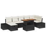 vidaXL Ensemble de 8 canapés de jardin avec coussins noir en rotin poly