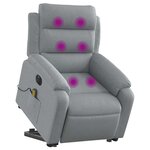 vidaXL Fauteuil inclinable de massage électrique Gris clair Tissu