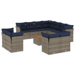 vidaXL Salon de jardin avec coussins 12 Pièces gris résine tressée