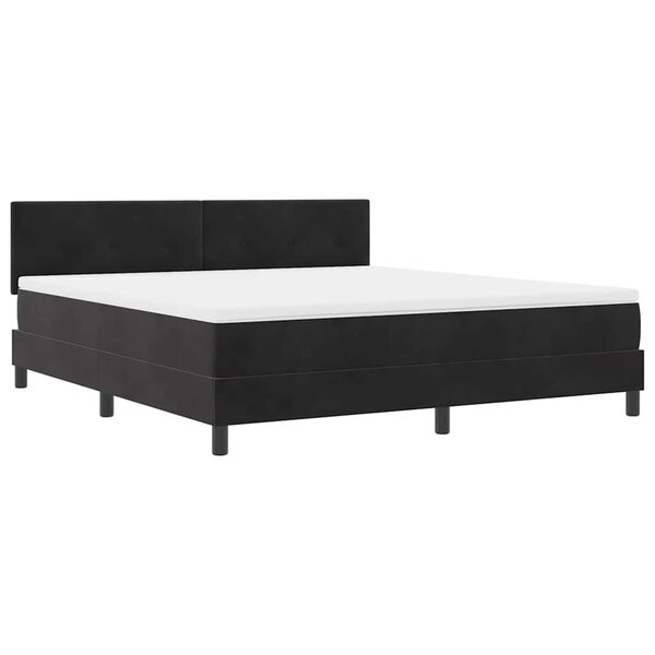 vidaXL Lit à ressort LED avec matelas Noir 180 x 200 cm Velours