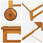 vidaXL Transat 1-personne Marron 53 x 202 x 89cm Bois d'acacia massif