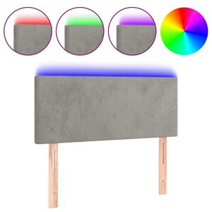 vidaXL Tête de lit à LED Gris clair 80x5x78/88 cm Velours