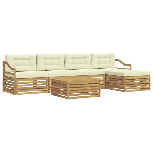 vidaXL Ensemble de canapés d'extérieur 6 pc Blanc et crème Polyester