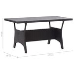 vidaXL Table de jardin Noir 130x70x66 cm Résine tressée