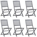 vidaXL Chaises pliables d'extérieur 6 Pièces avec coussins Bois d'acacia