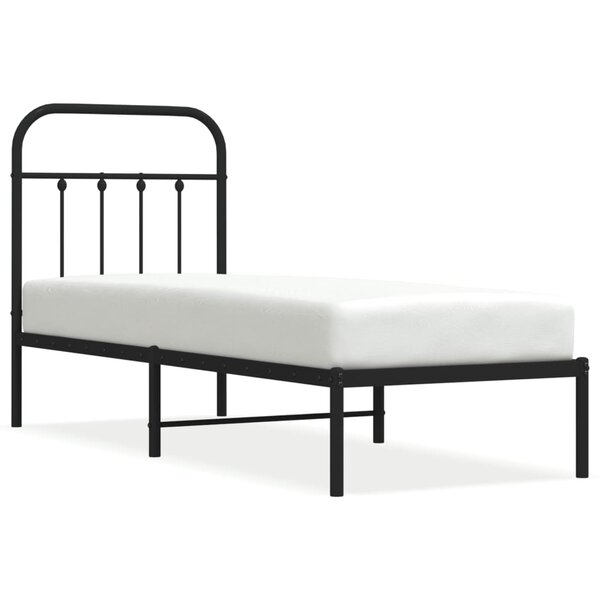 vidaXL Cadre de lit métal sans matelas avec tête de lit noir 75x190 cm