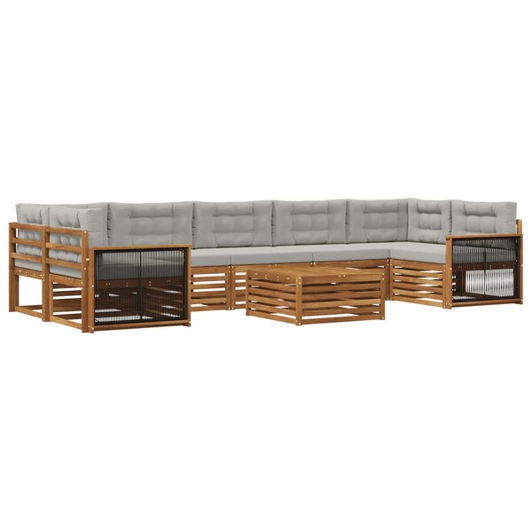 vidaXL Ensemble de canapés d'extérieur 8 pc Naturel et gris clair