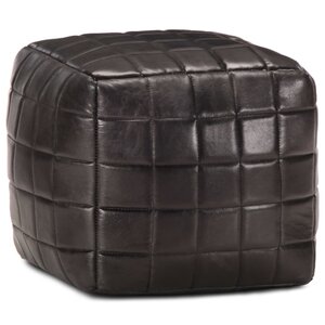vidaXL Pouf 40 x 40 x 40 cm Noir Cuir véritable de chèvre