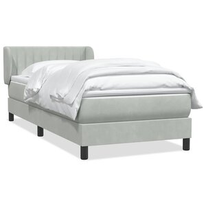 vidaXL Sommier à lattes de lit et matelas gris clair 80x220 cm velours