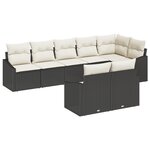vidaXL Ensemble de jardin 8 pièces avec coussins en rotin noir