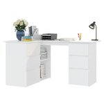 vidaXL Bureau d'angle Blanc 145x100x76 cm Bois d'ingénierie