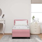 vidaXL Lit à ressort LED avec matelas Rose 80 x 200 cm Velours