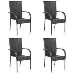 vidaXL Chaises empilables d'extérieur lot de 4 Résine tressée Marron