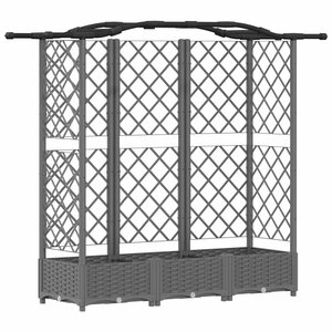 vidaXL Lit Élevé avec Treillis et Toit Gris clair 163 x 40 x 126 cm PP
