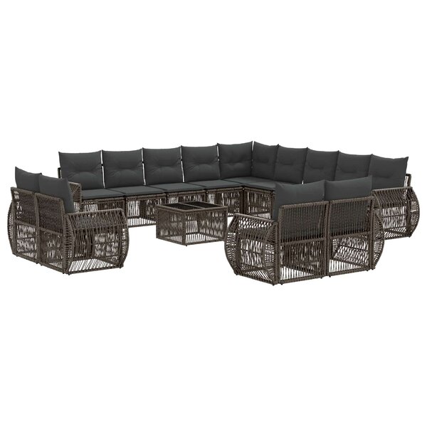 vidaXL Ensemble de canapé de jardin 14 pc Gris et Gris foncé polyrotin