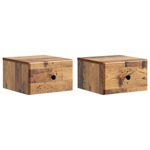 vidaXL Cabinet de chevet mural 2 Pièces Bois ancien 34 5 x 33 x 20 cm