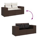 vidaXL Canapé de jardin avec coussins 2 places marron résine tressée